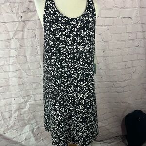 CeCe sunset scape Black White Patterned halter shift Dress sz XL